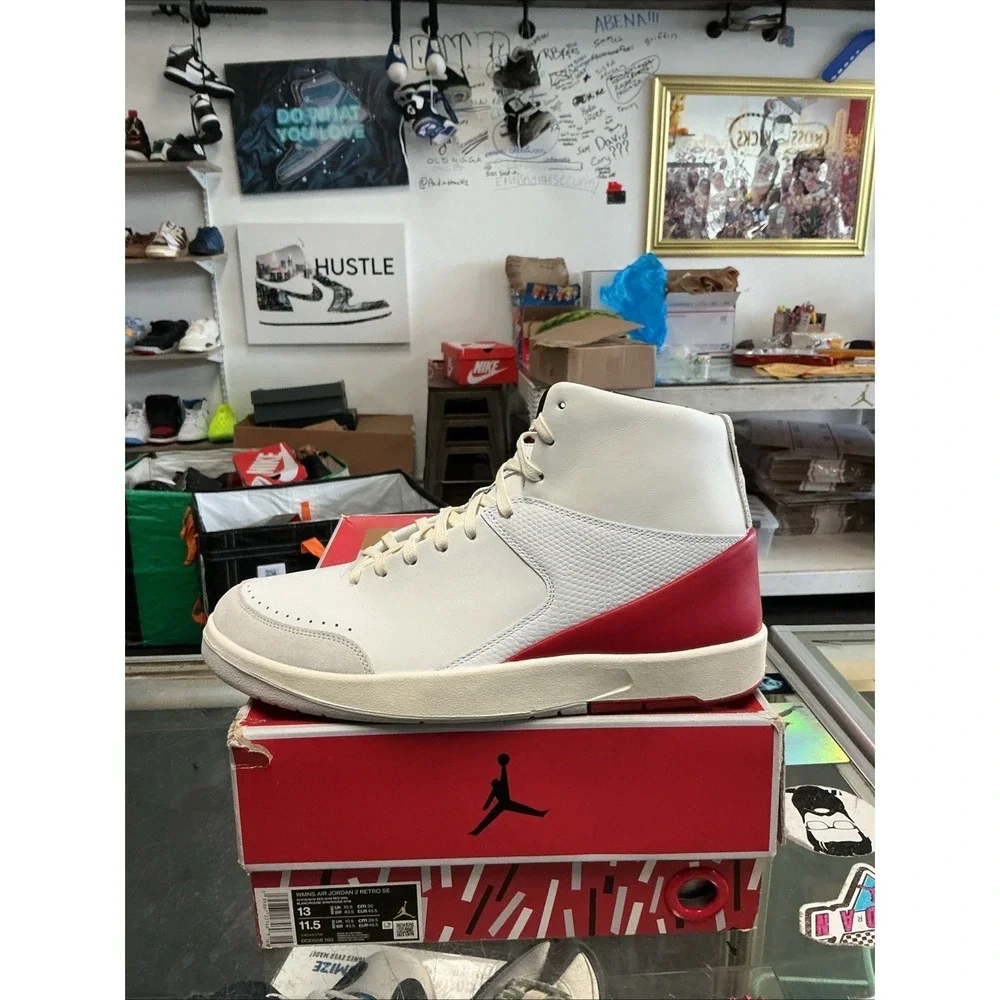 Air Jordan 2 Retro SE Nina Chanel Abney White Gym Red DQ0558-160 Womens 13 11.5M